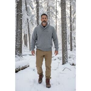 Vintage Boundary Waters XL Dayton Grey Shawl Neck Wool Blend Sweater Classic